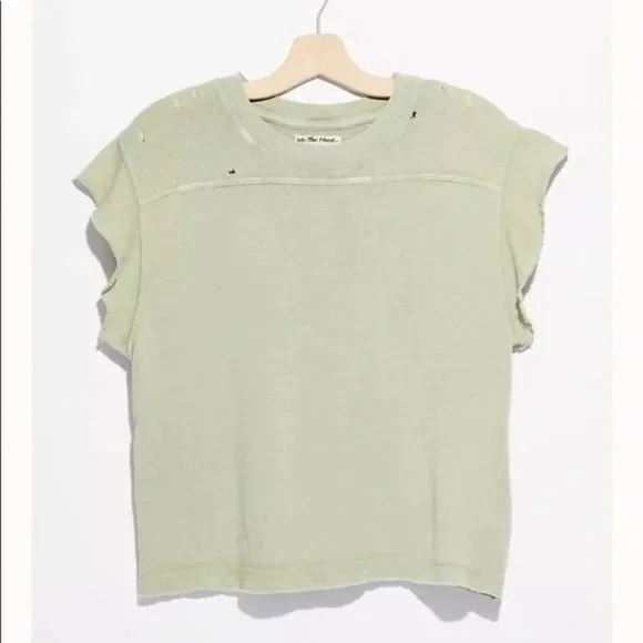 FREE PEOPLE Warrior Distresssed T-Shirt in Sage - NWT - Small - Picture 4 of 4